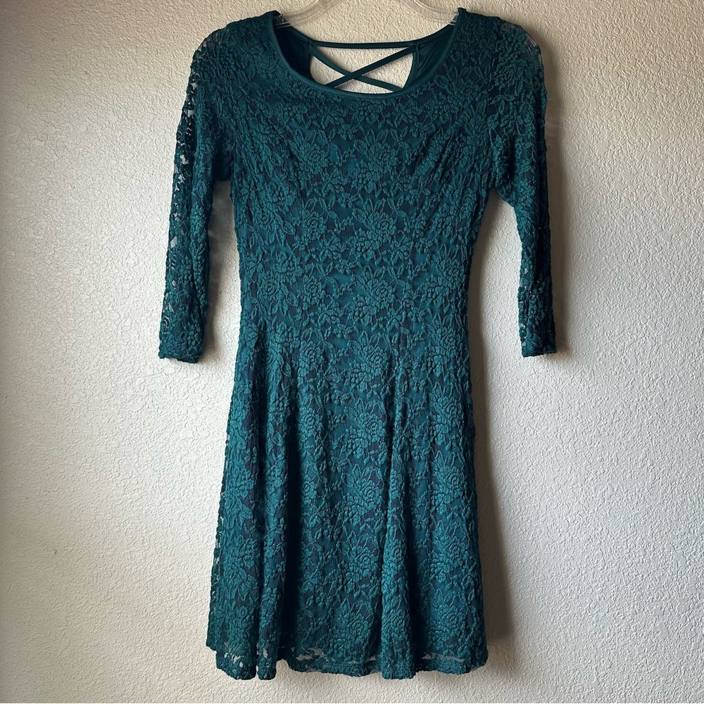 Maurices Dark Green Lace Mini Dress